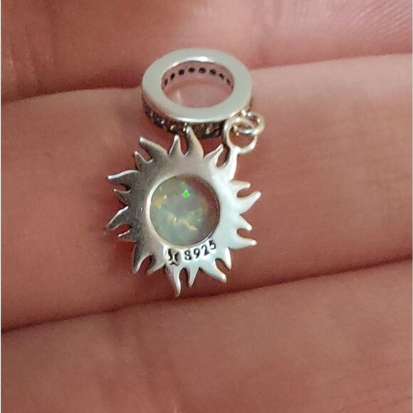 925 Silver Opal Sun Charm - Picture 7 of 10